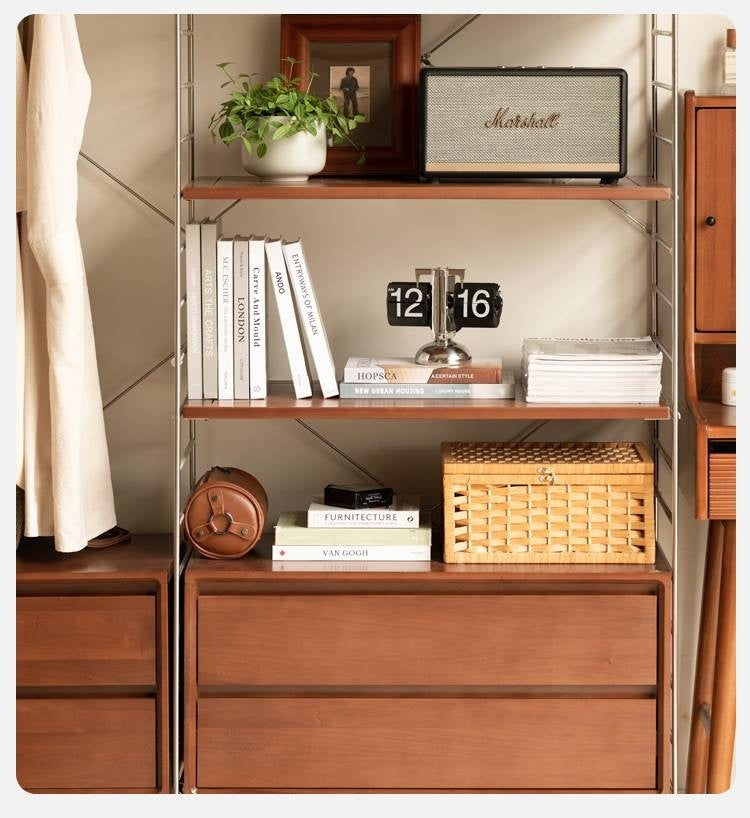 Poplar Solid Wood Retro Shelf Bookshelf