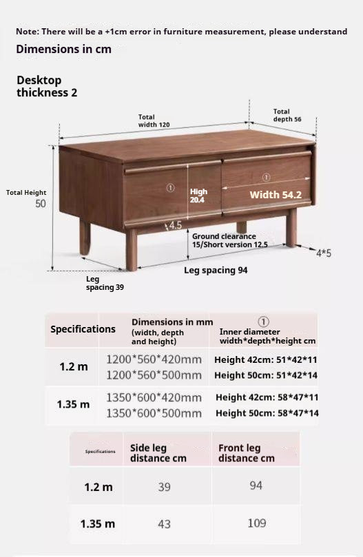 Black Walnut Solid Wood Modern Coffee Table