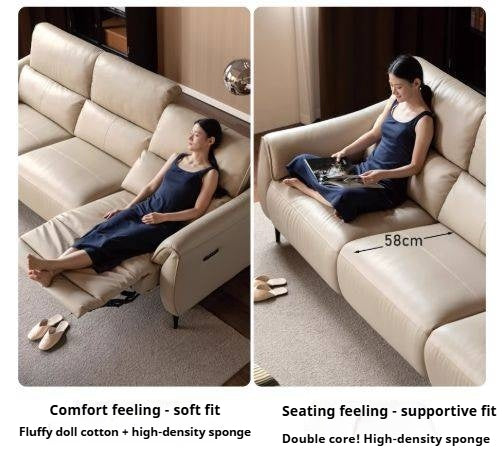 Leather Top Layer Cowhide Retractable Electric Sofa
