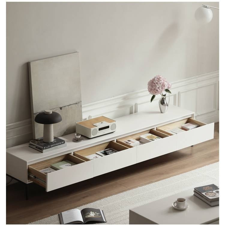 Poplar Solid Wood Cream Style TV Cabinet