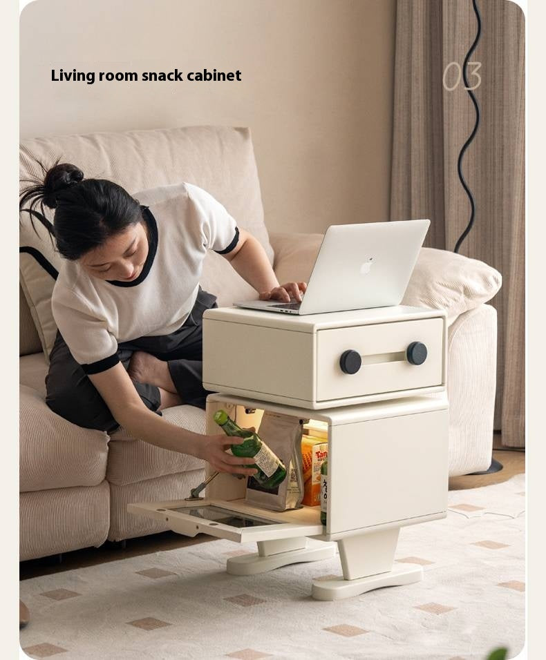 Solid Rubberwood Cream Style Nightstand