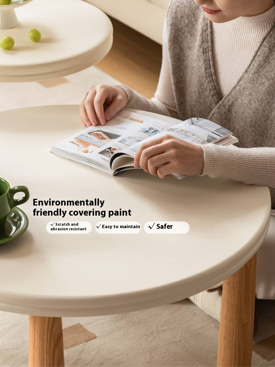 Oak Solid Wood Round Coffee Table Combination