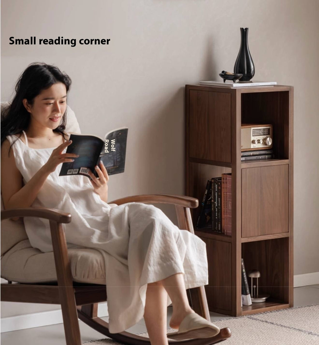 Black Walnut, Oak Solid Wood Corner Bookshelf