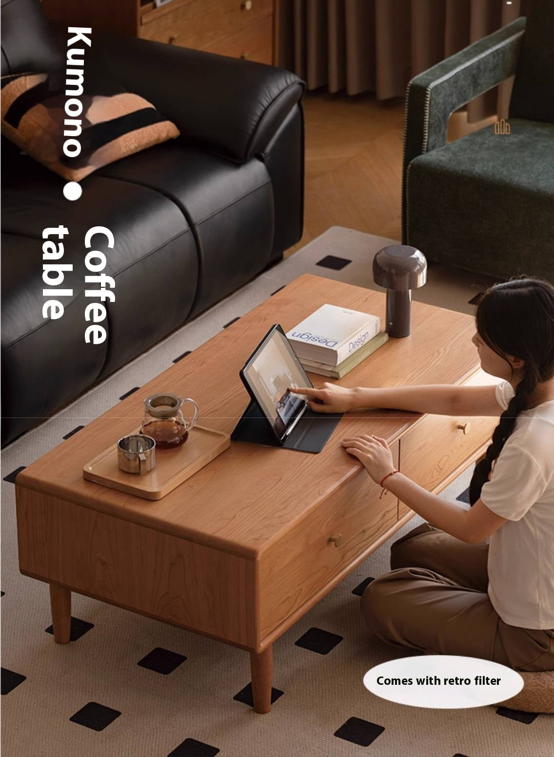 Cherry Solid Wood Medieval Style Coffee Table