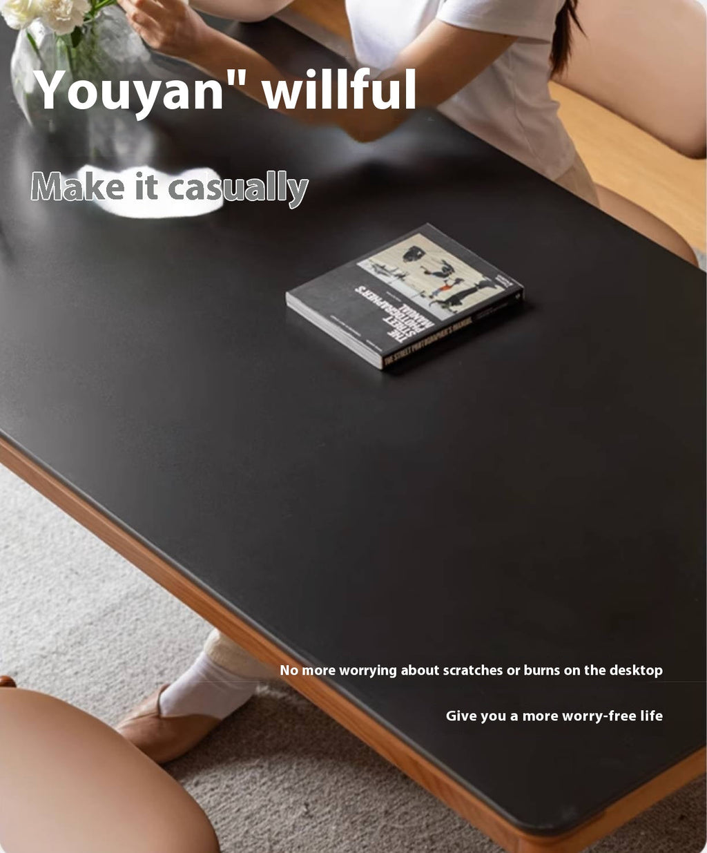 Cherry Solid Wood Rock Board Dining Table