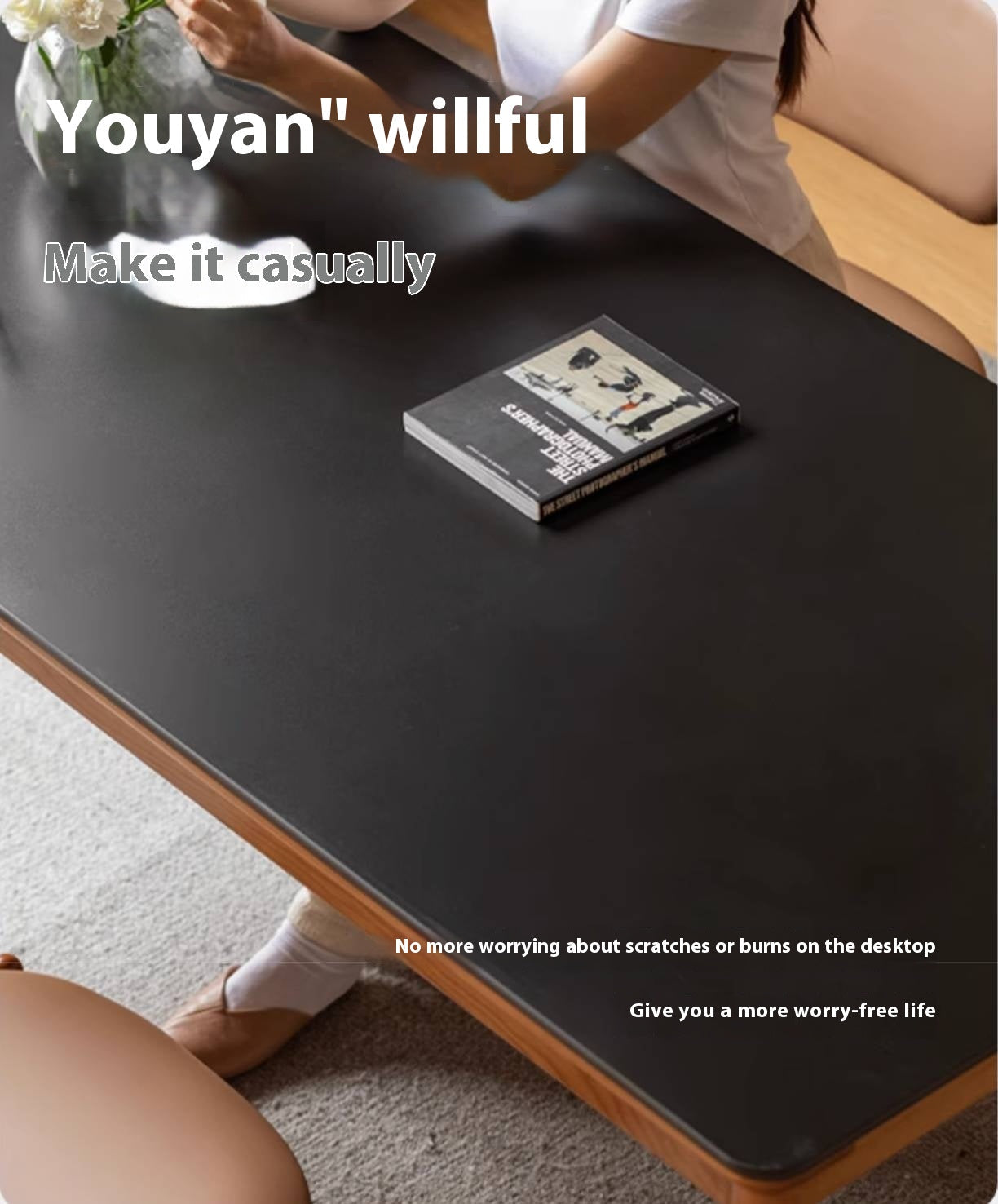 Cherry Solid Wood Rock Board Dining Table