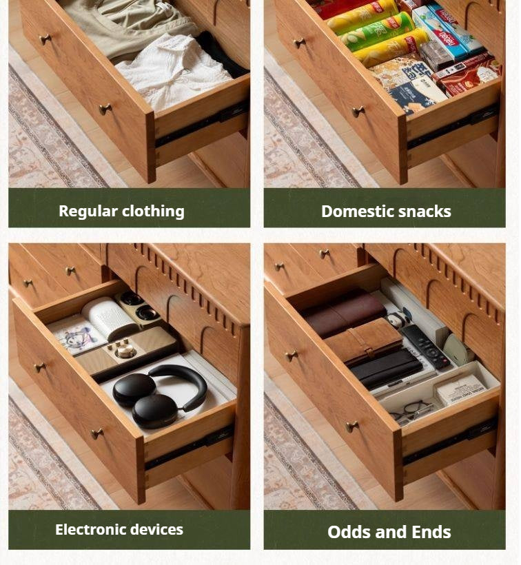 Cherry Solid Wood French Retro Bucket Cabinet