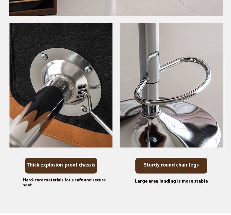 Leather High Backrest Rotating Bar Chair