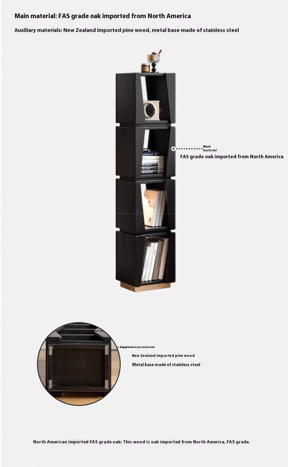 Oak Solid Wood Bauhaus Style Bookshelf