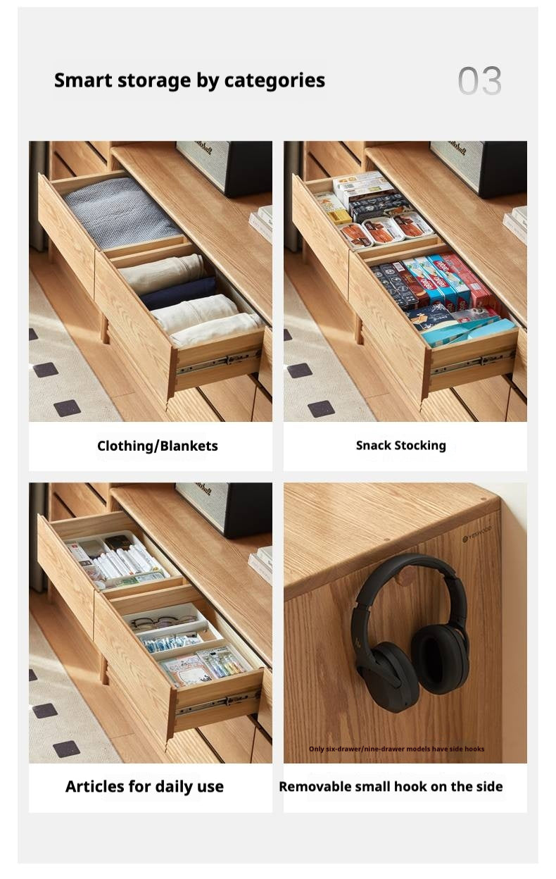 Oak Solid Wood Modern Drawer Cabinet