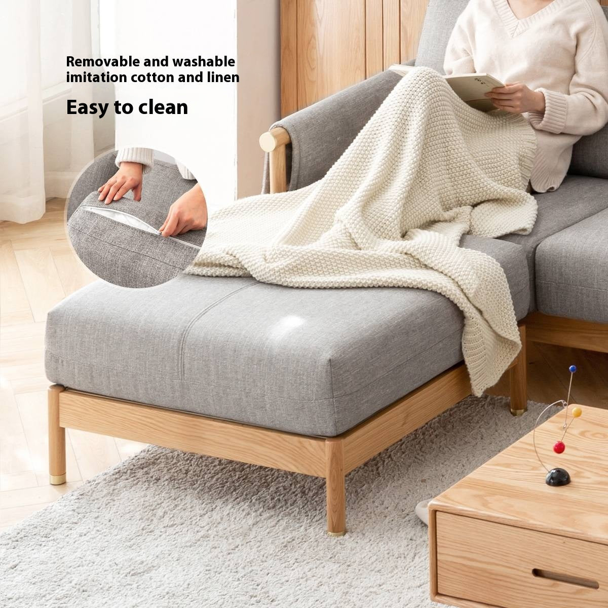 Ash, Oak, Black Walnut Solid Wood  Fabric Footstool-