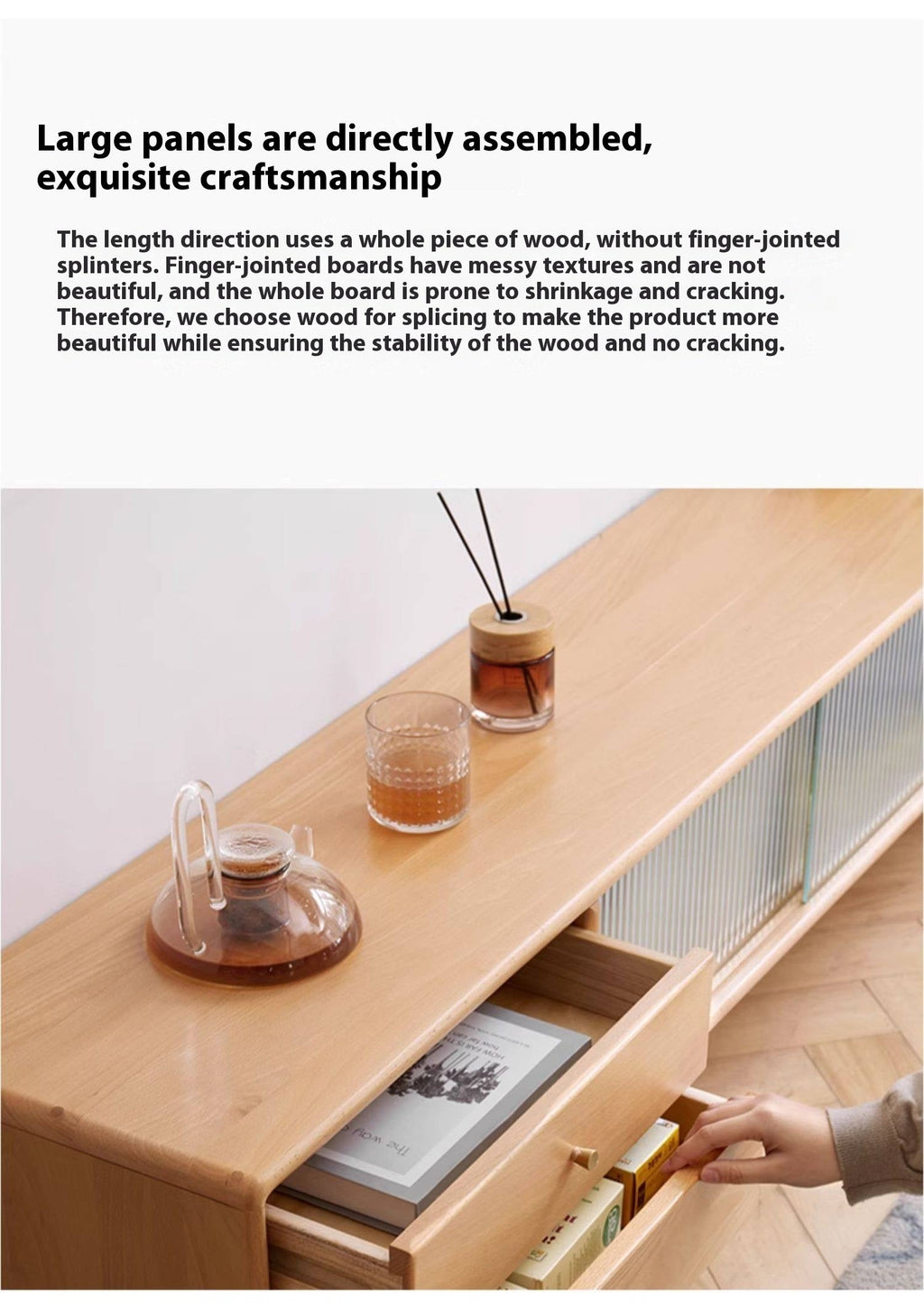 European Beech Solid Wood Floor TV Stand