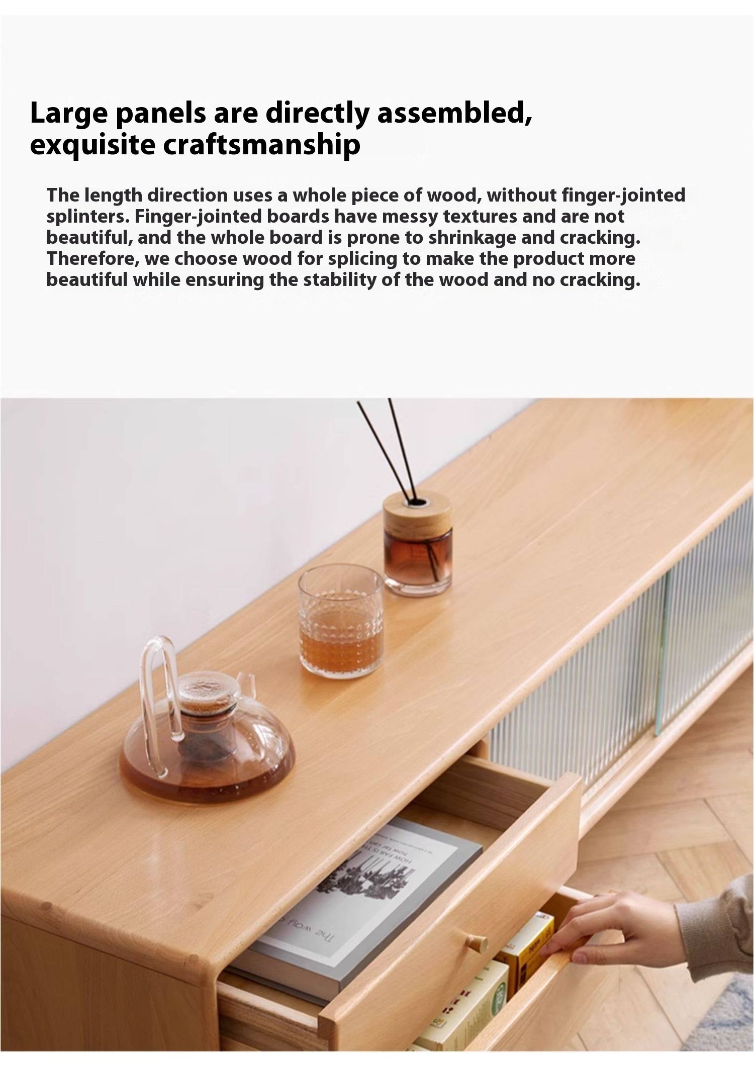 European Beech Solid Wood Floor TV Stand