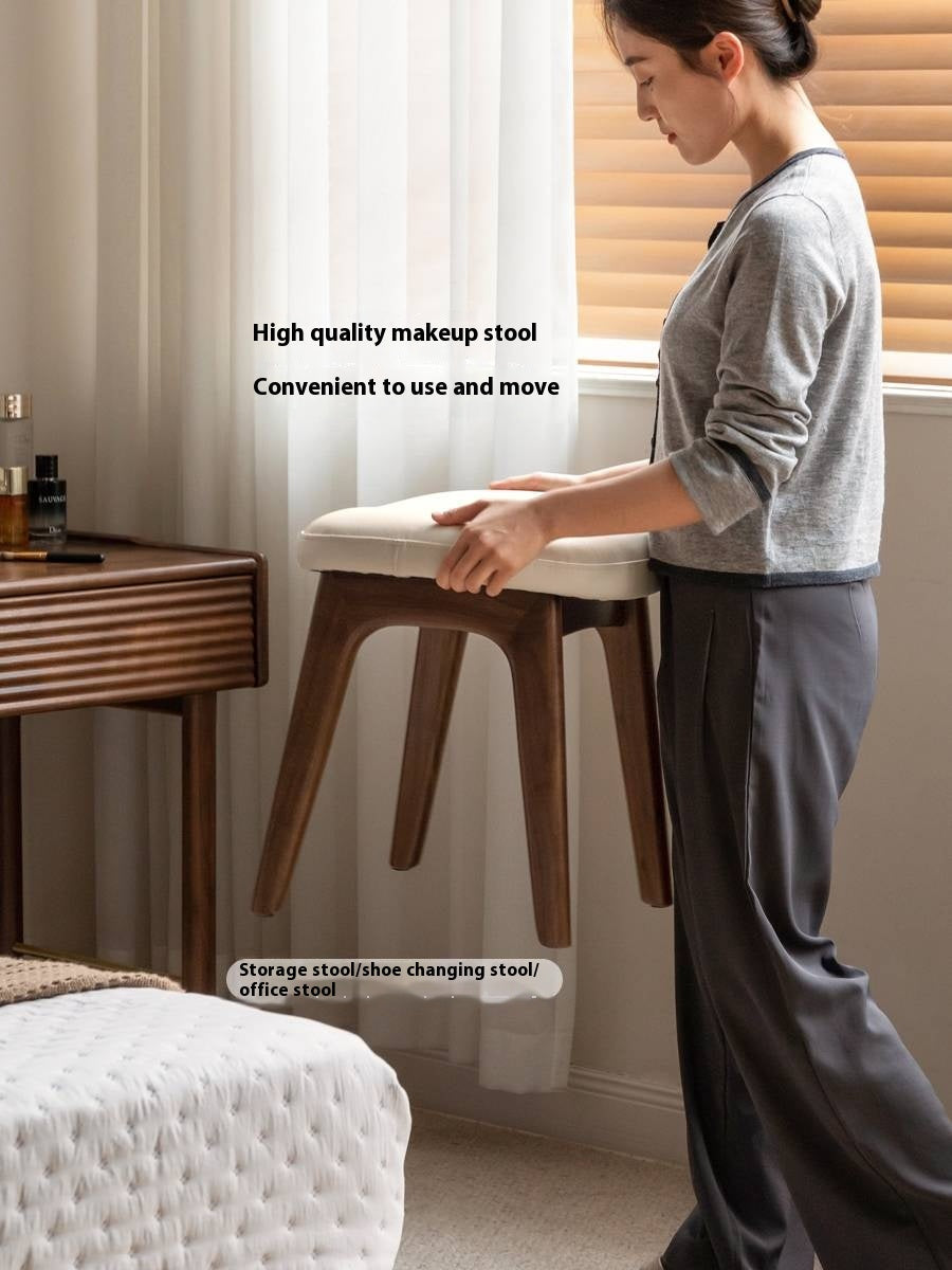 Ash, Black Walnut, Oak, Sandalwood Solid Wood Makeup Stool