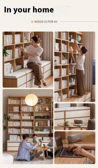 Oak Solid Wood Cream Style Study  Bookcase