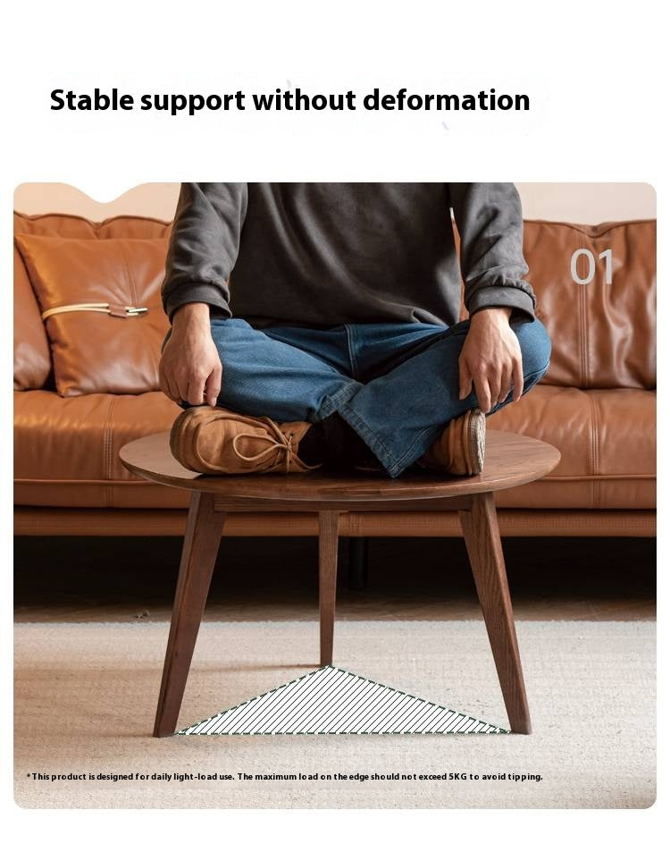 Oak, Solid Rubberwood Round Coffee Table Combination