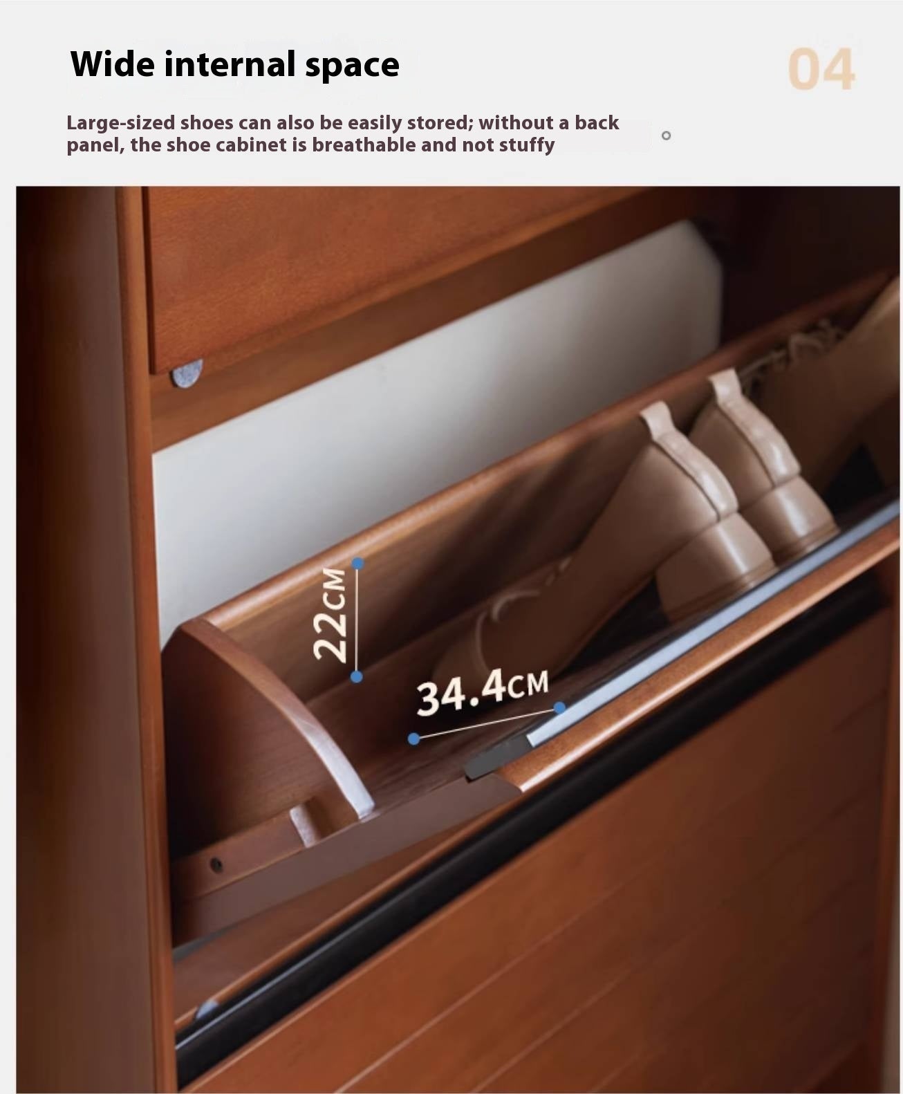 Poplar Solid Wood Middle-Age Ultra-Thin Shoe Cabinet