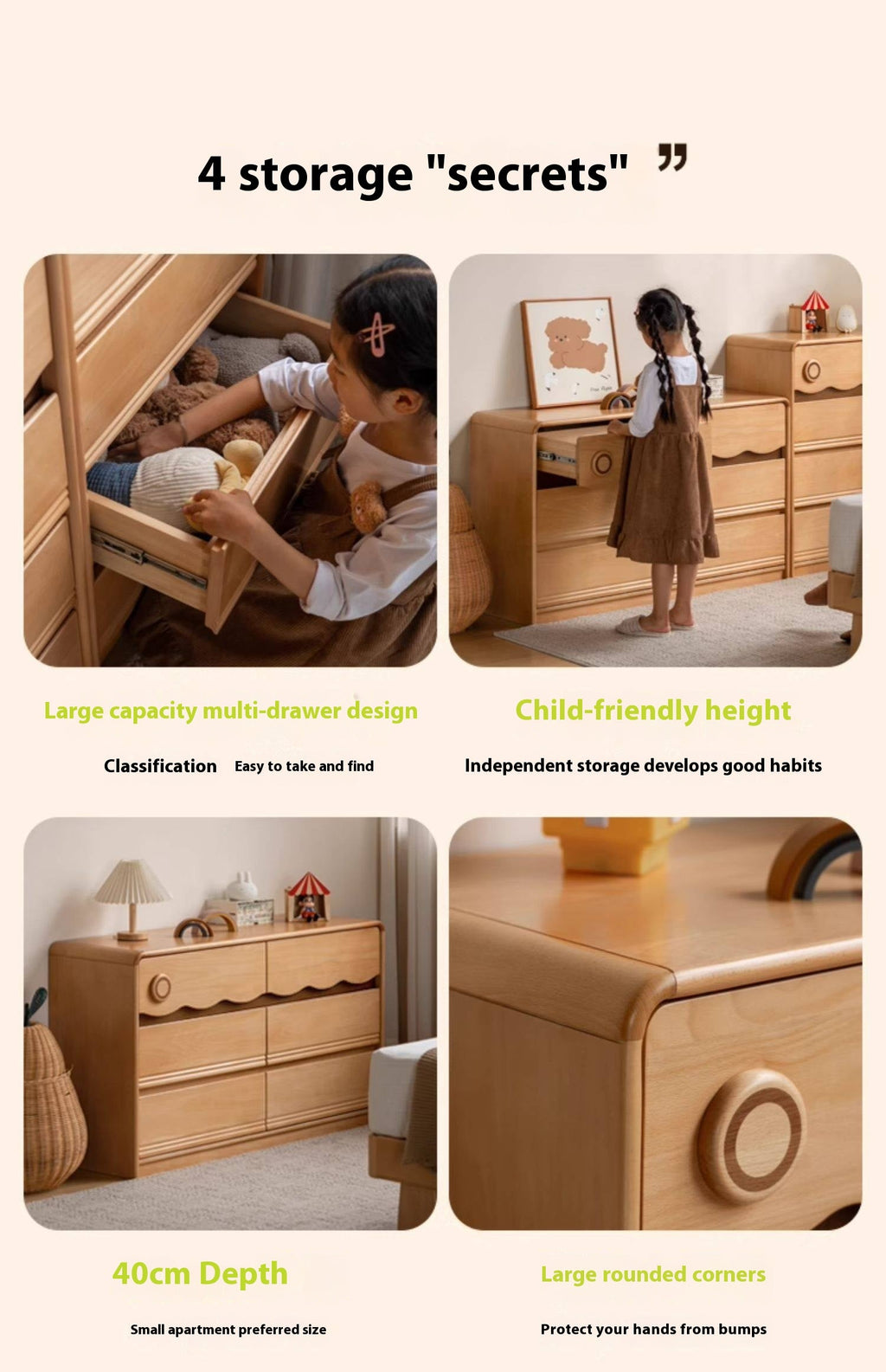Beech Solid Wood Children's Chest of Drawers