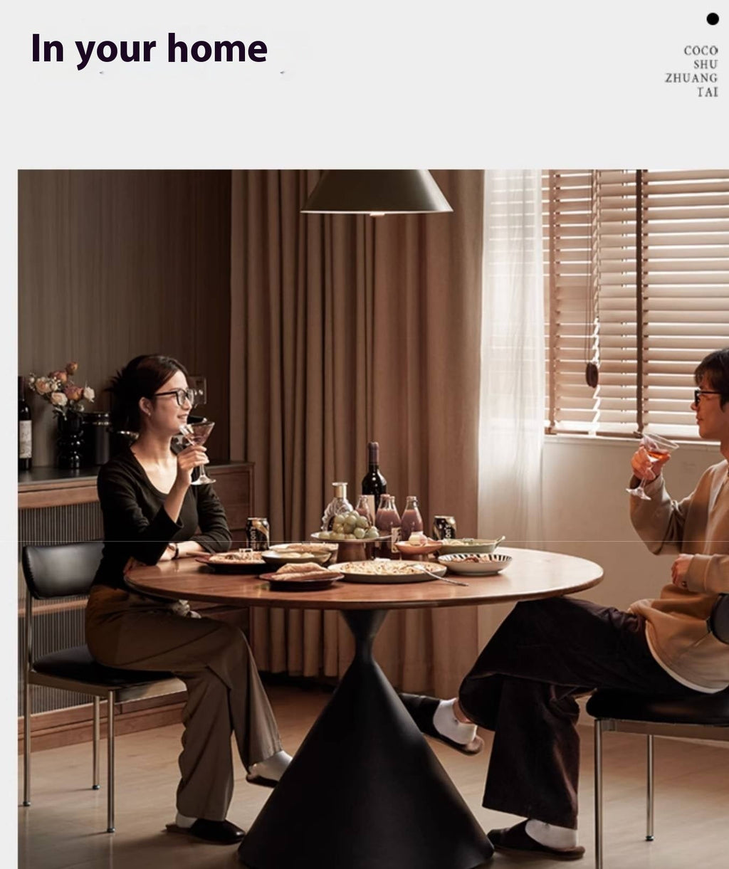 Black Walnut Solid Wood Light Luxury Style Dining Table