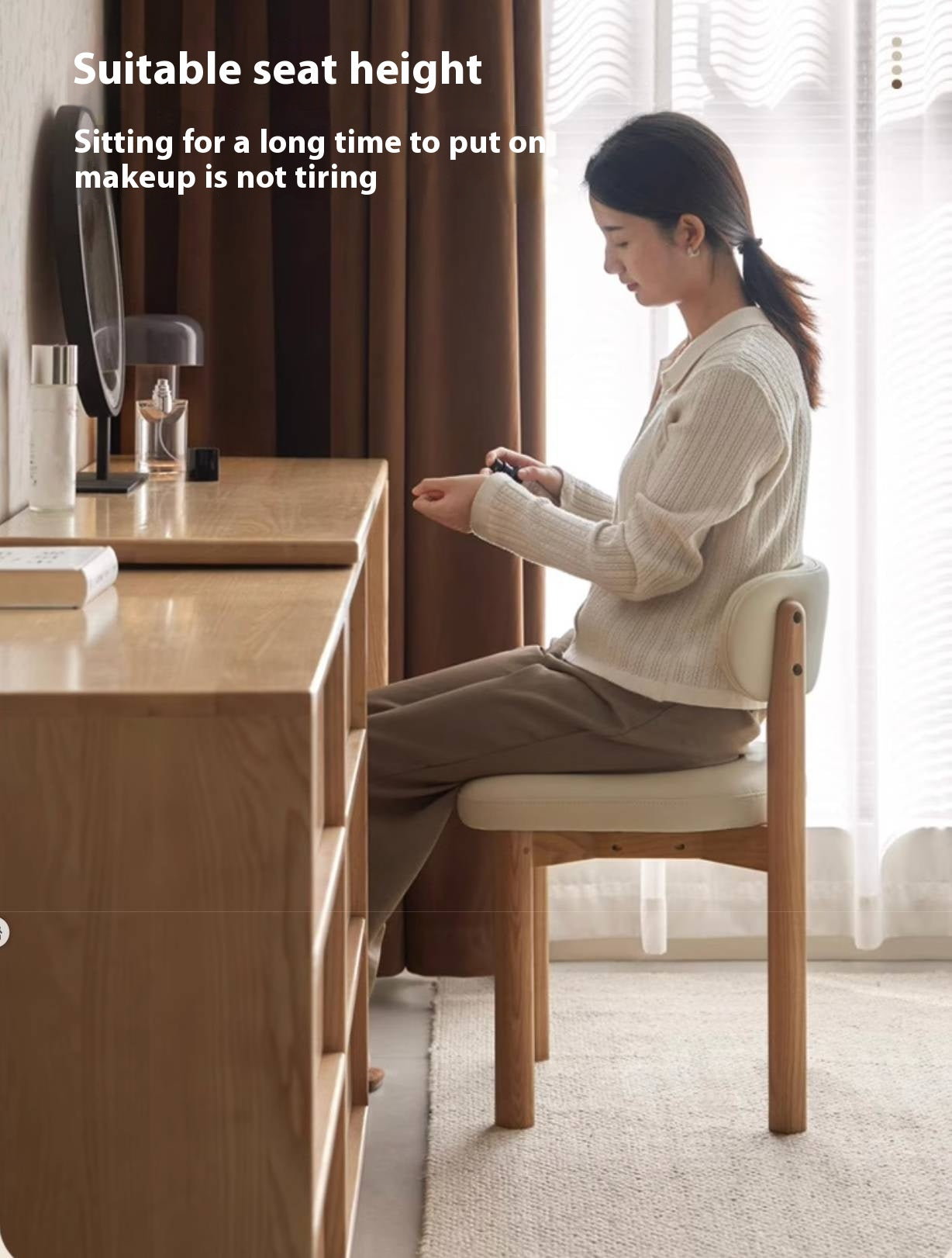 Ash Solid Wood Modern Style Makeup Chair