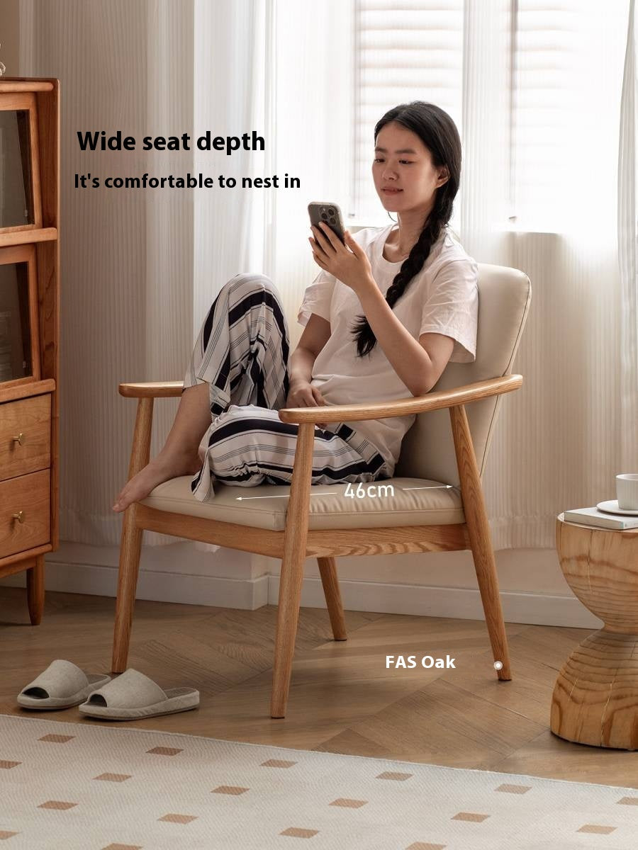 Oak Solid Wood Modern Minimalist Style Leisure Armchair