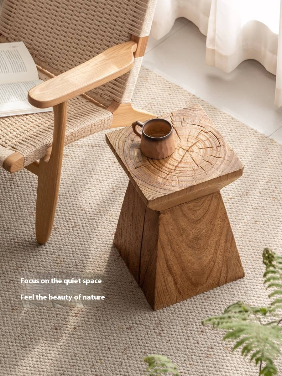 Pine Solid Wabi Sabi Style Side Table