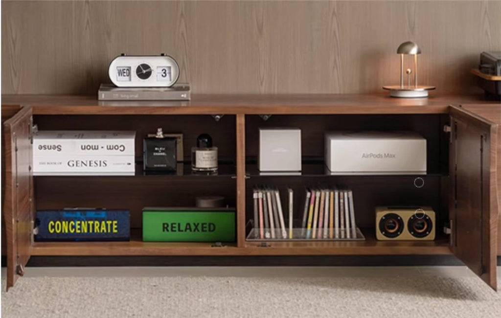 Black Walnut, Sandal Solid Wood Italian Light Luxury Style TV Stand