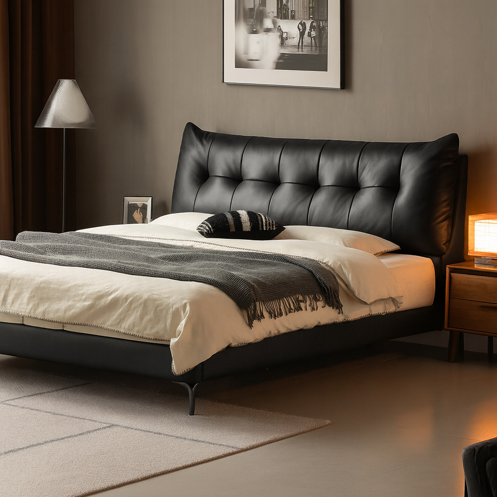 Genuine Leather Luxury Soft Bed