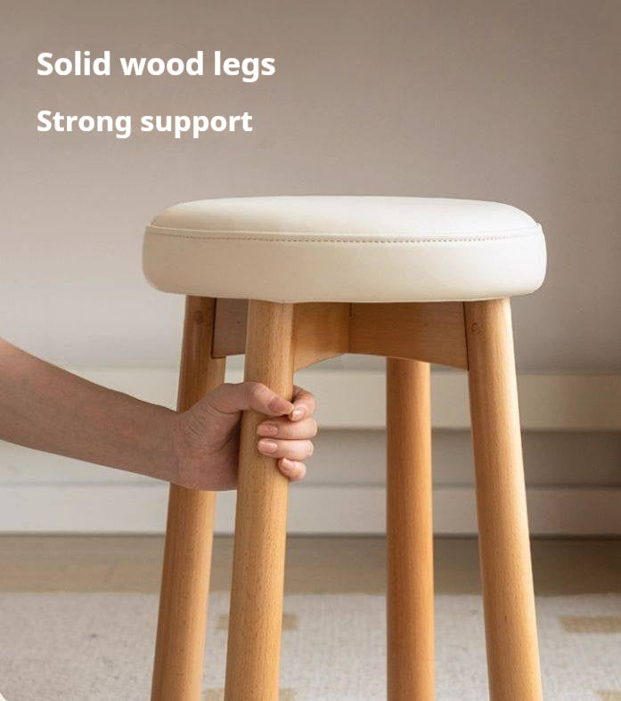 Solid Rubberwood Modern Soft Makeup Stool