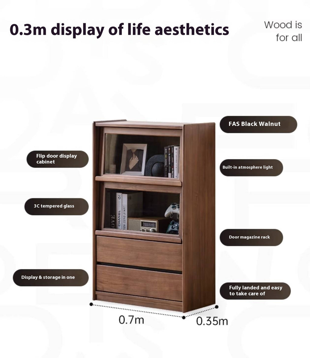 Black Walnut Solid Wood Modern Style Side Cabinet