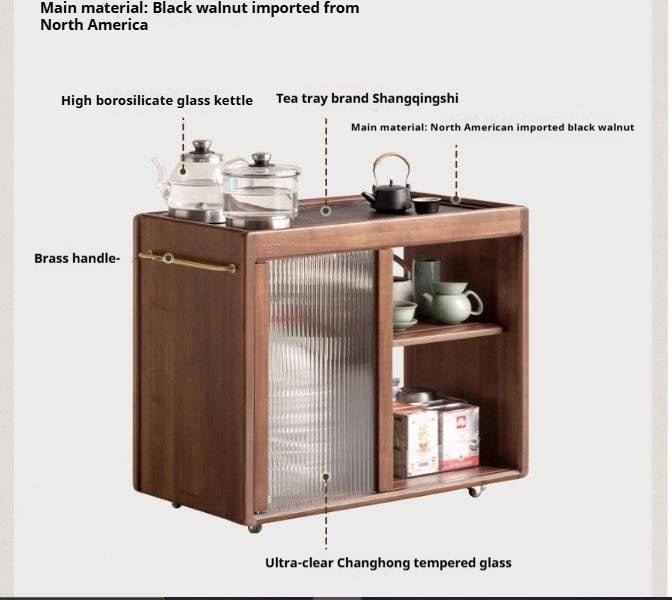 Black Walnut Solid Wood Tea Cabinet