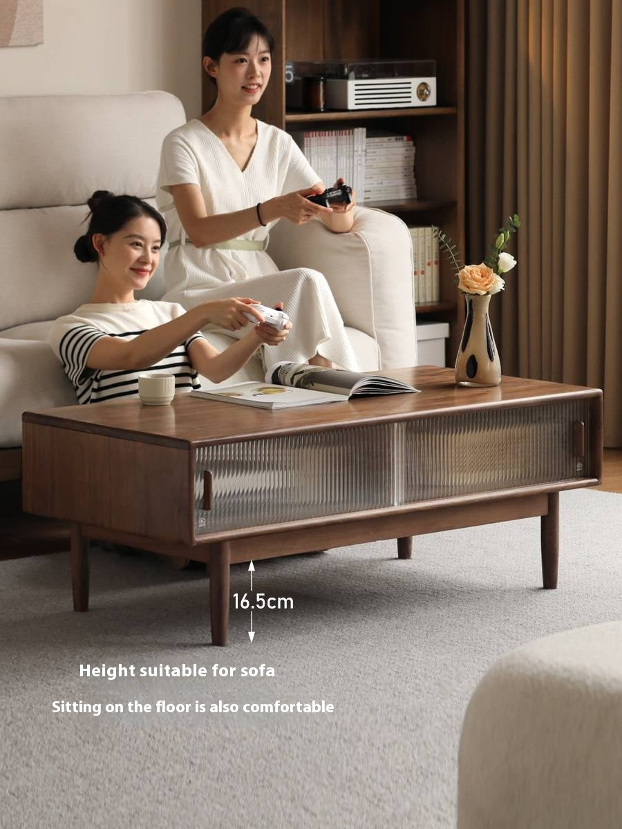 Black Walnut, Oak, Solid Rubberwood Solid Wood Modern Style Tea Table