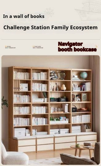 Oak Solid Wood Cream Style Study  Bookcase