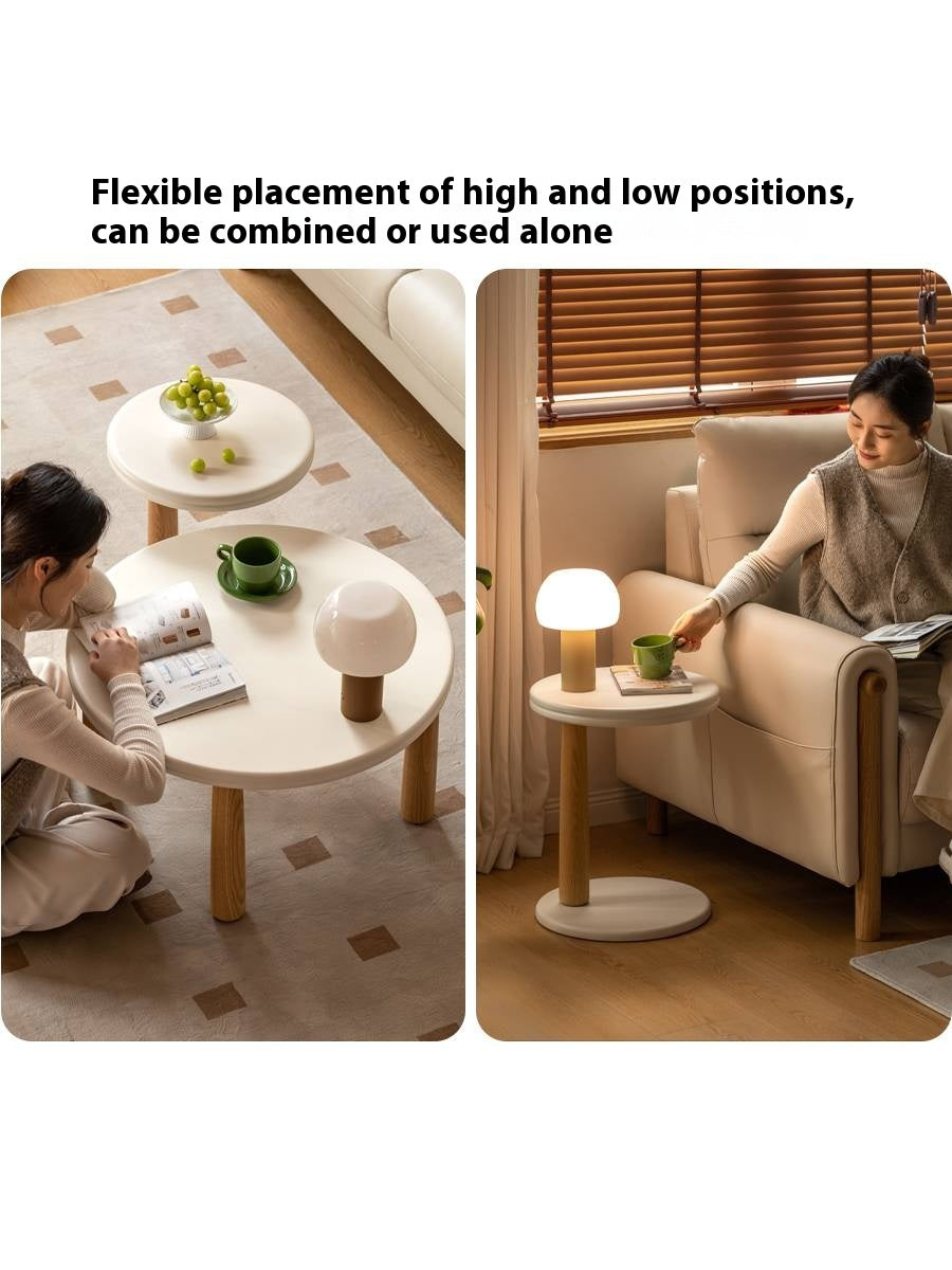 Oak Solid Wood Round Coffee Table Combination