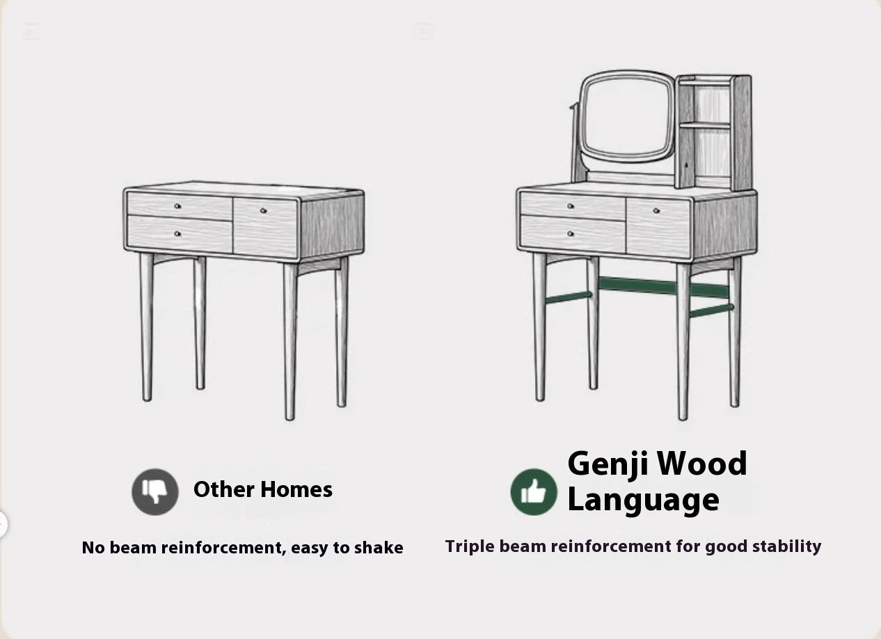 Ash Solid Wood Modern Style Dressing Table Multi Functional
