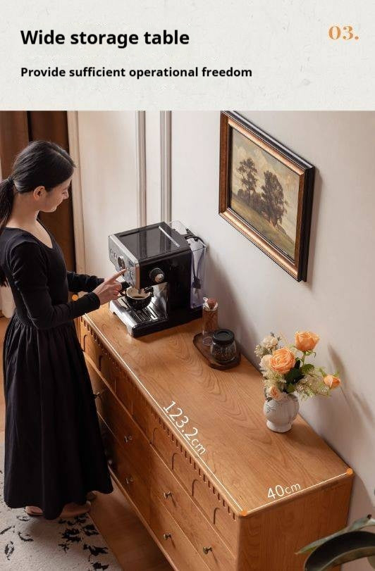 Cherry Solid Wood French Retro Bucket Cabinet