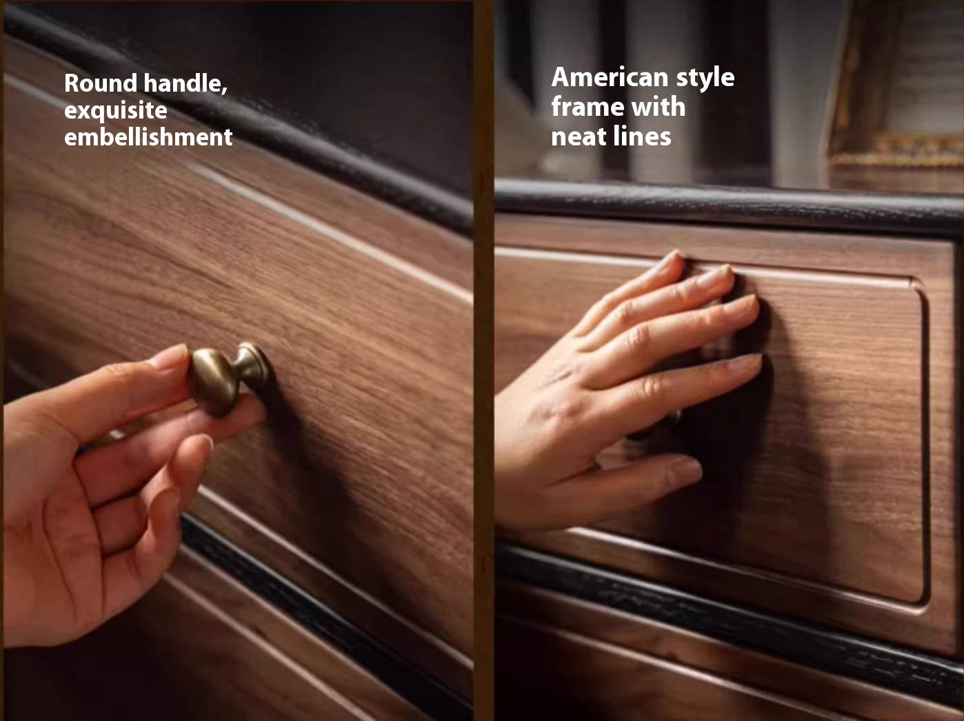 Black Walnut American Retro Style Solid Wood Nightstand