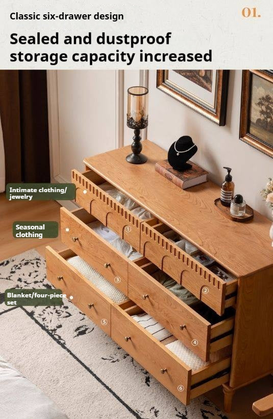 Cherry Solid Wood French Retro Bucket Cabinet