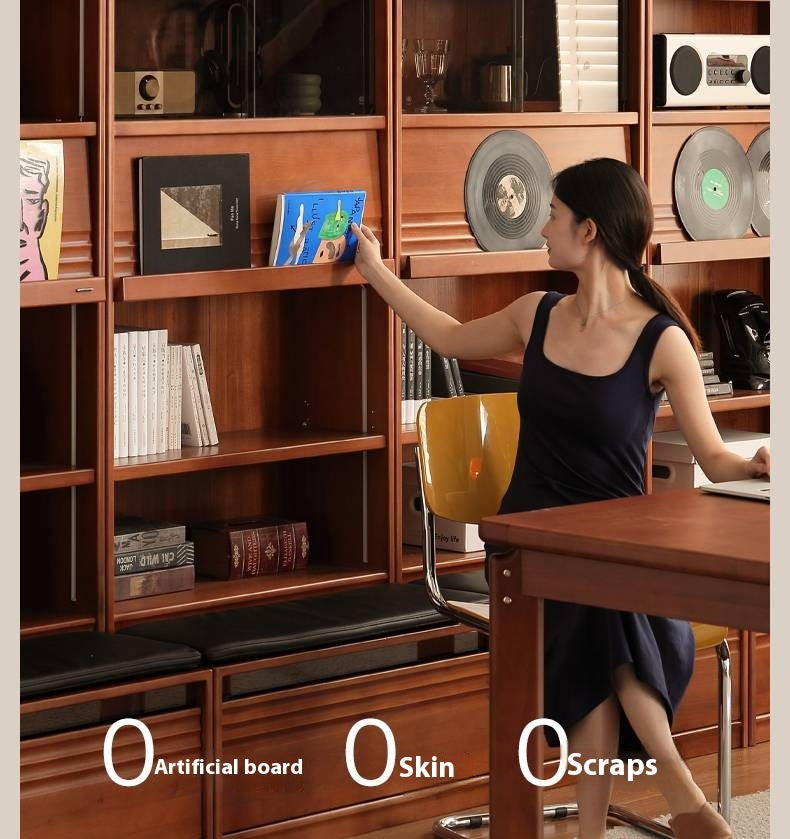 Poplar Solid Wood Antique Style Bookshelf Combination