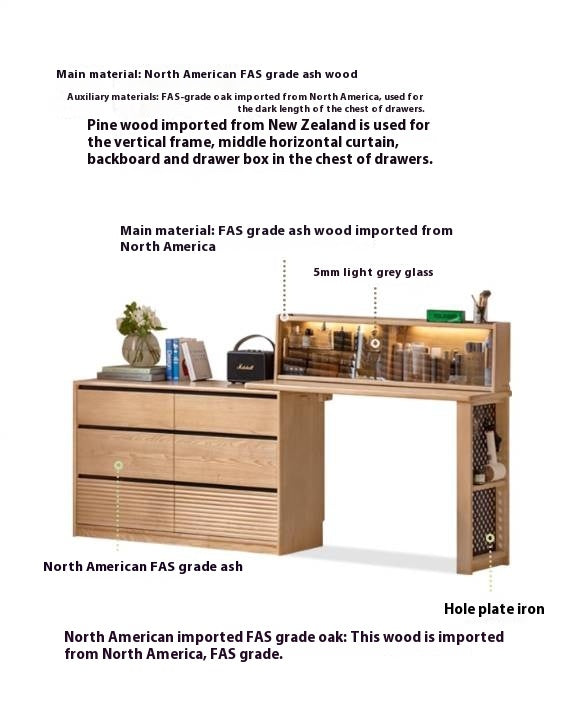 Ash Solid Wood Modern Multi-function Dressing Table