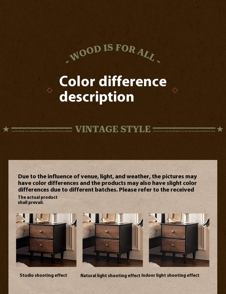 Oak Solid Wood American Retro Nightstand