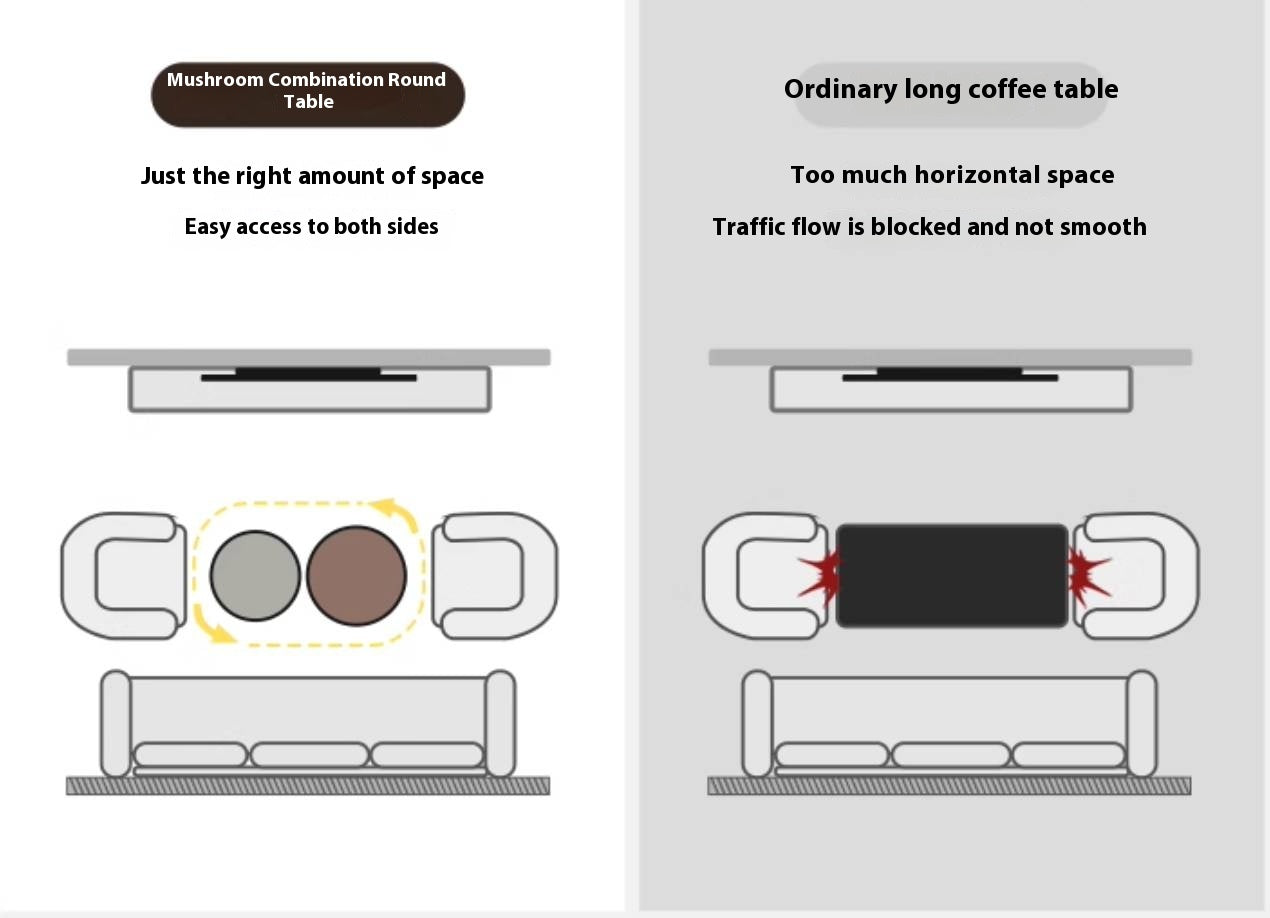 Black Walnut, Poplar Solid Wood Italian Light Luxury Coffee Table Combination