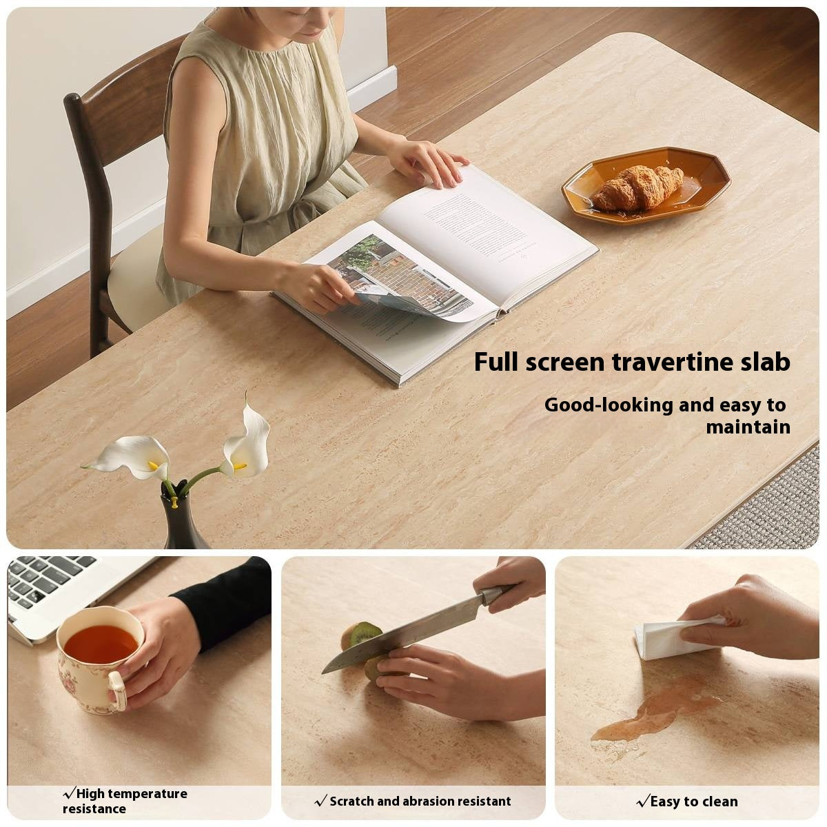 Black Walnut Solid Wood Vintage Rock Plate Dining Table