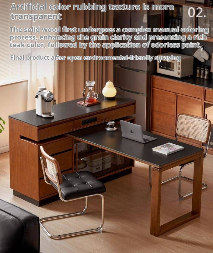 Poplar Solid Wood Island Dining Table Rotatable