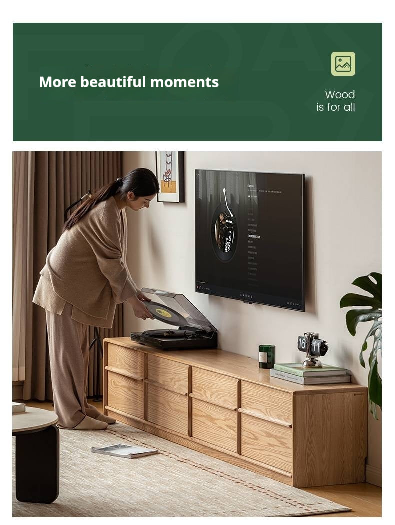 Oak, Ash Solid Wood Modern Skeleton Line TV Cabinet