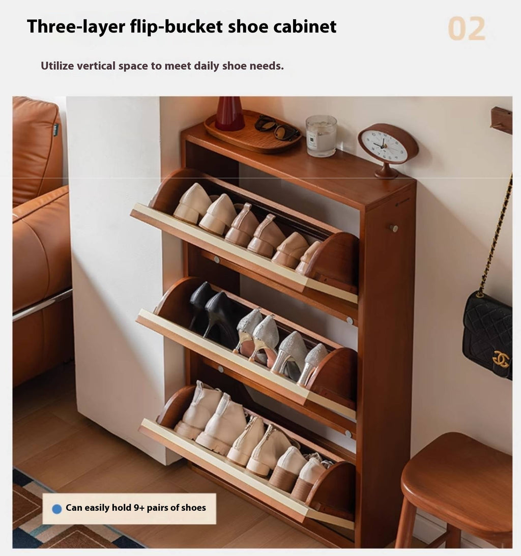 Poplar Solid Wood Middle Ages Style Shoe Cabinet