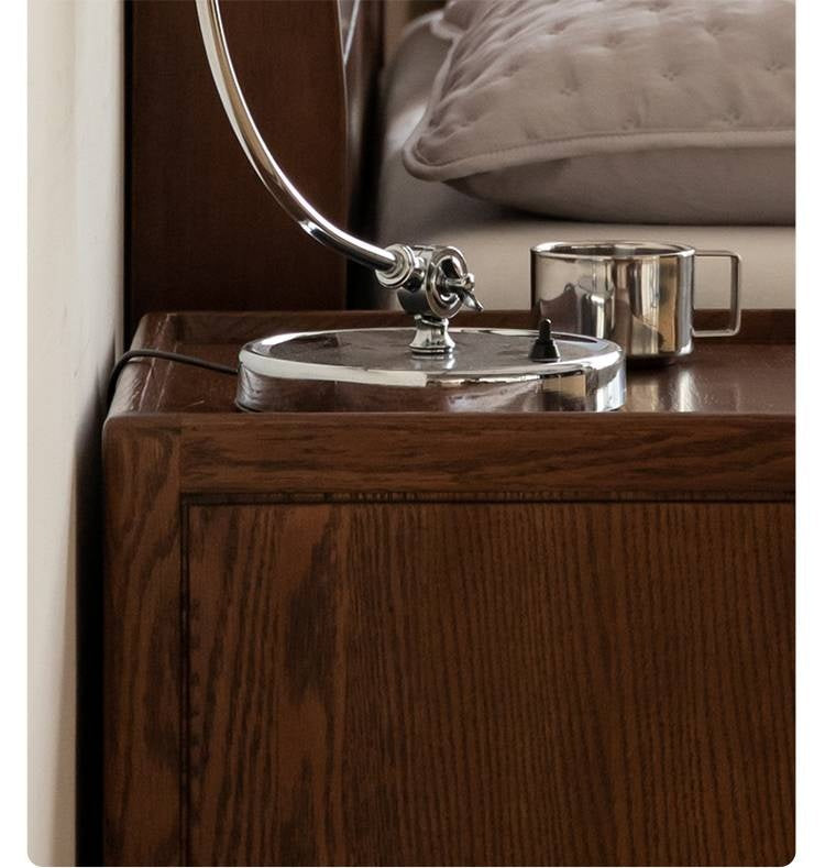 Rubberwood, Oak Solid Wood Simple Modern Style Nightstand