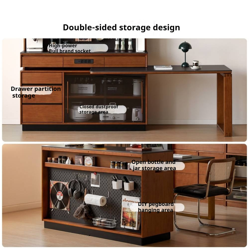 Poplar Solid Wood Island Dining Table Rotatable