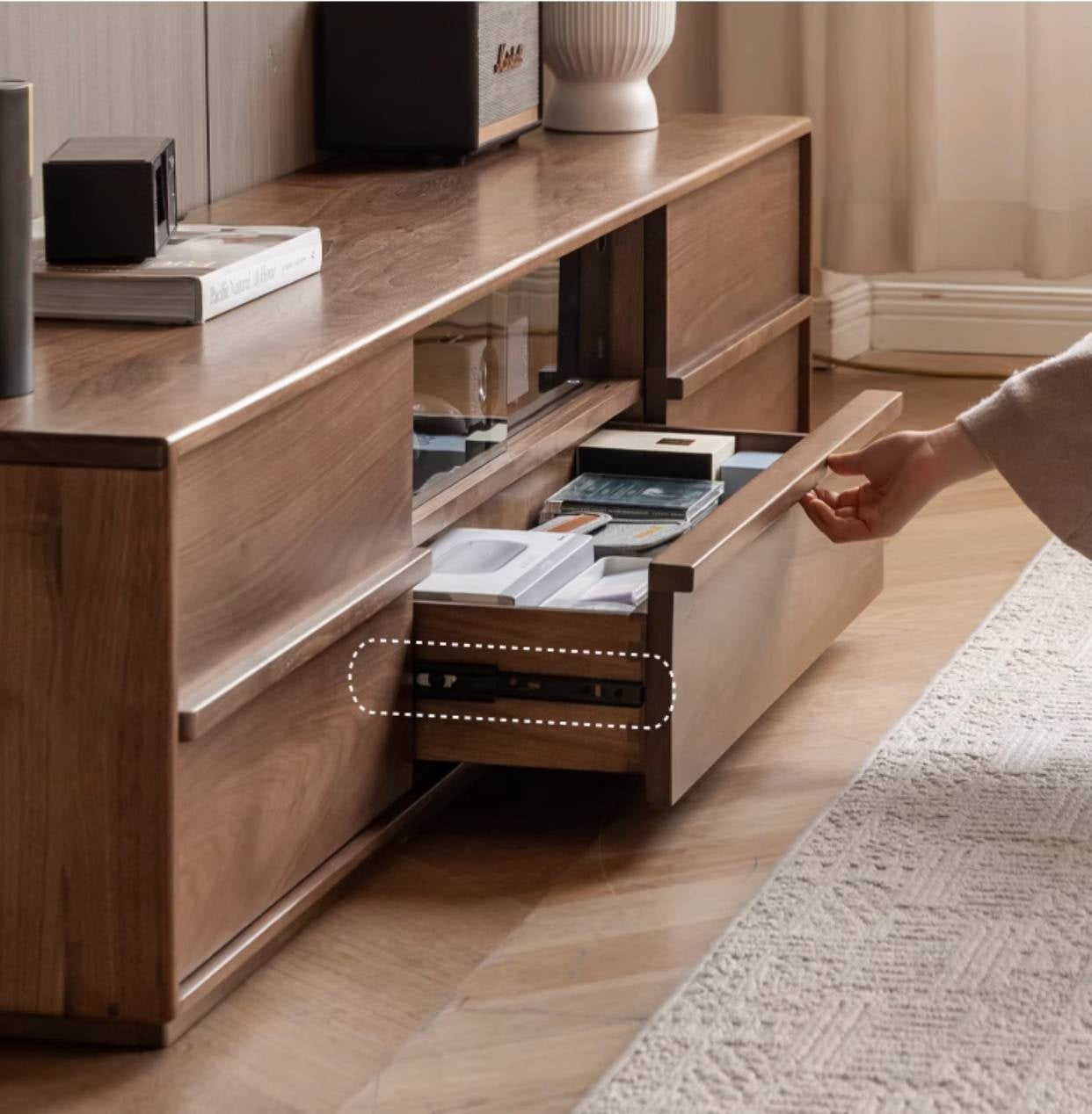 Black Walnut Solid Wood TV Stand