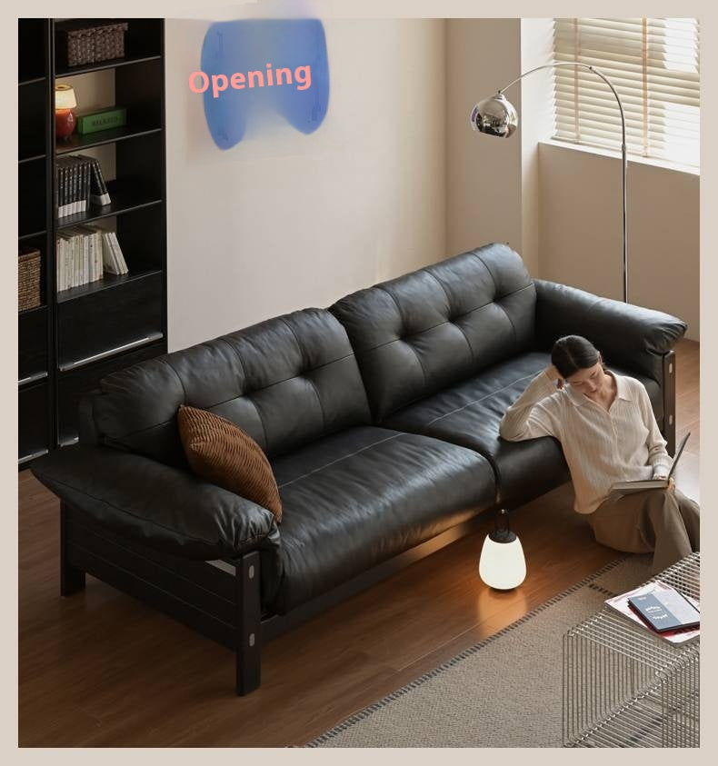 Ash Solid Wood Fabric, Leather Sofa